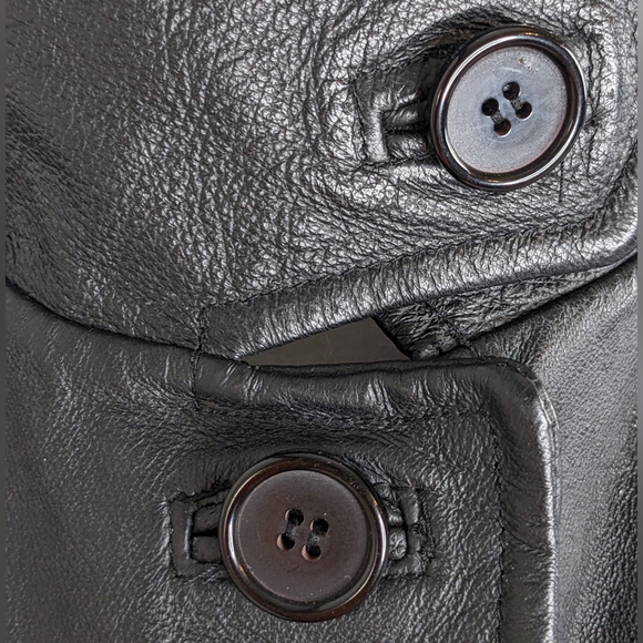 Together! 2-way Genuine Leather Vintage jacket blazer coat 10 black - Picture 8 of 17